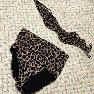 Fantasie leopard print bikini top 40dd and roll waist bottom